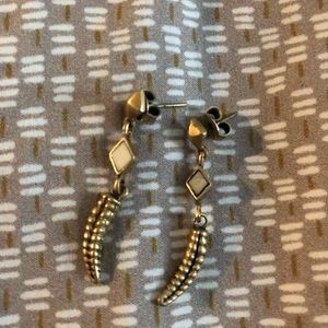 A Peace Treaty Rattlesnake and Stone Brass Earrings